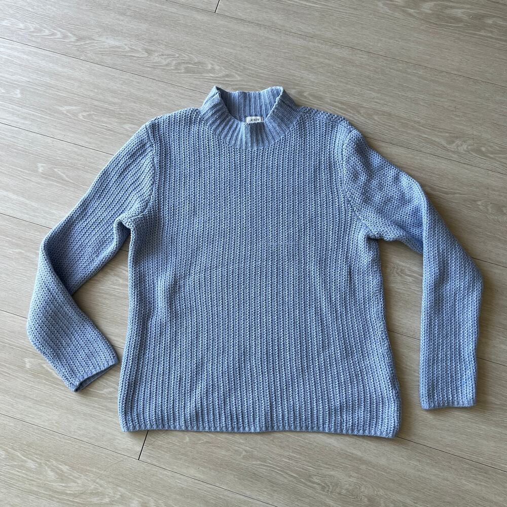J Crew Factory Cotton Blend Mockneck Sweater Medium Flaws
